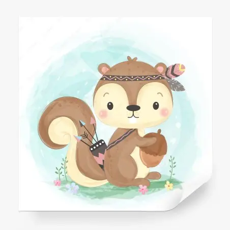 Papier peint adorable écureuil bohème pour chambre d'enfant – Wallnifity®