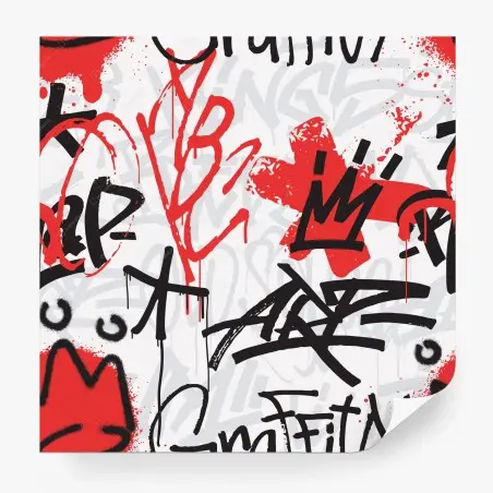 Papier peint motif graffiti urbain rouge et noir – Wallnifity®
