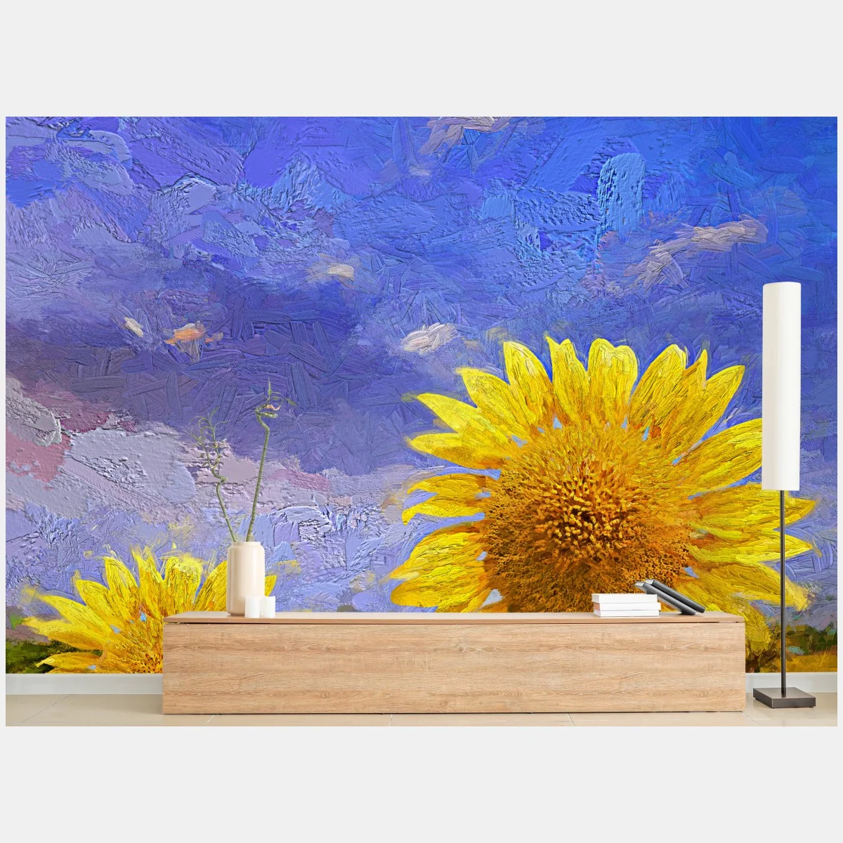 Papier peint champs de tournesols au ciel coloré – Wallnifity® Papier peint champs de tournesols au ciel coloré – Wallnifity®