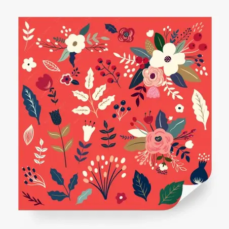 Papier peint composition florale corail contemporaine – Wallnifity®
