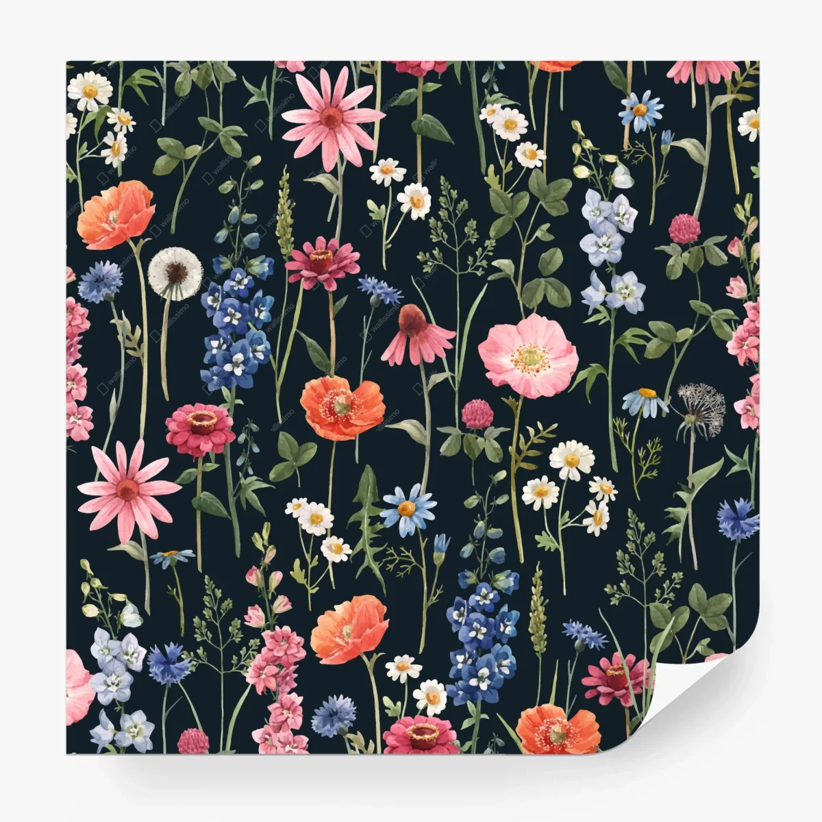 Papier peint jardin floral aquarelle sur fond sombre – Wallnifity® Papier peint jardin floral aquarelle sur fond sombre – Wallnifity®