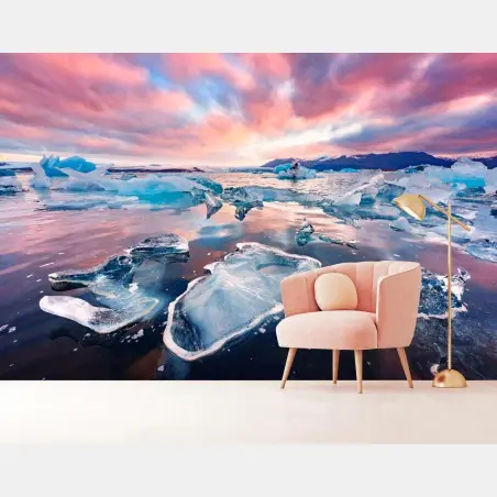 Papier peint éclats de glace au crépuscule polaire – Wallnifity®