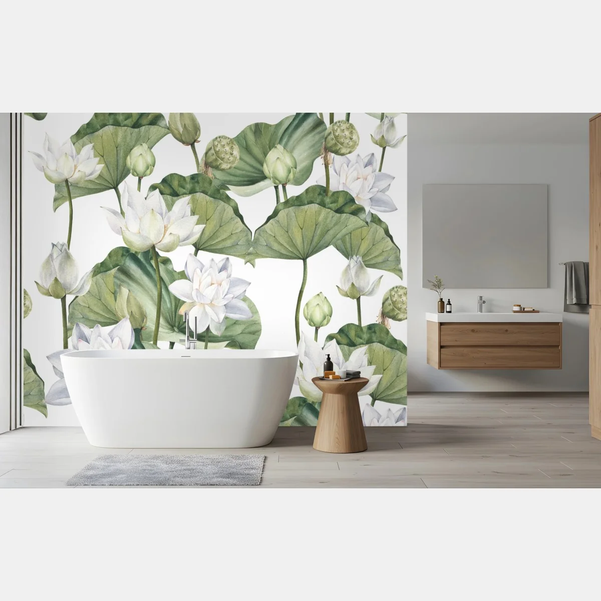 Papier peint motif de lotus blanc en aquarelle – Wallnifity® Papier peint motif de lotus blanc en aquarelle – Wallnifity®