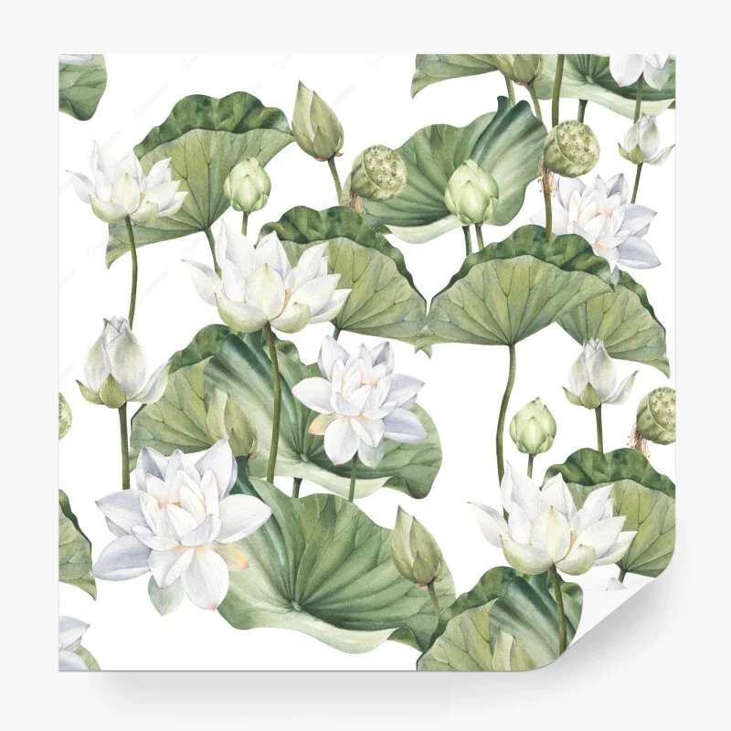 Papier peint motif de lotus blanc en aquarelle – Wallnifity® Papier peint motif de lotus blanc en aquarelle – Wallnifity®