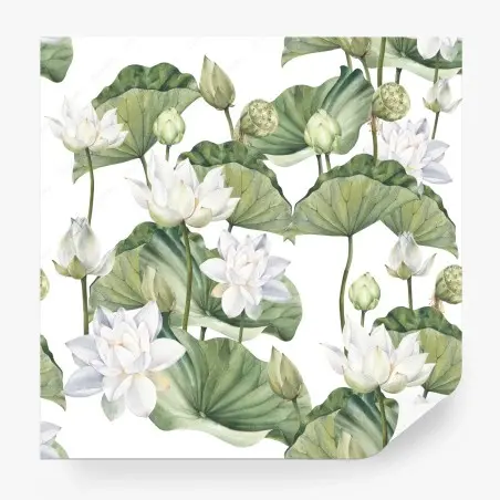 Papier peint motif de lotus blanc en aquarelle – Wallnifity®