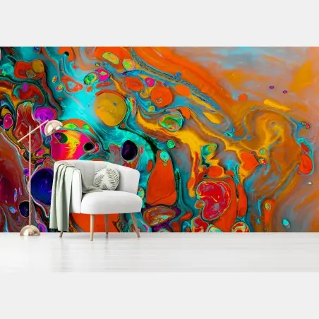 Papier peint fresque marbrée ottomane aux couleurs vibrantes – Wallnifity®