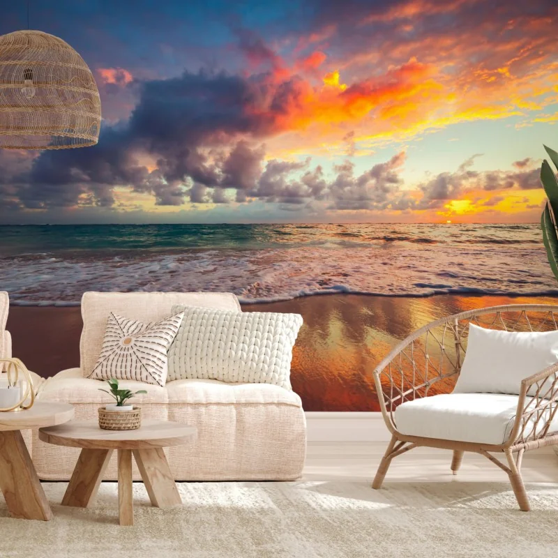 Papier peint lever de soleil tropical sur la plage – Wallnifity® Papier peint lever de soleil tropical sur la plage – Wallnifity®