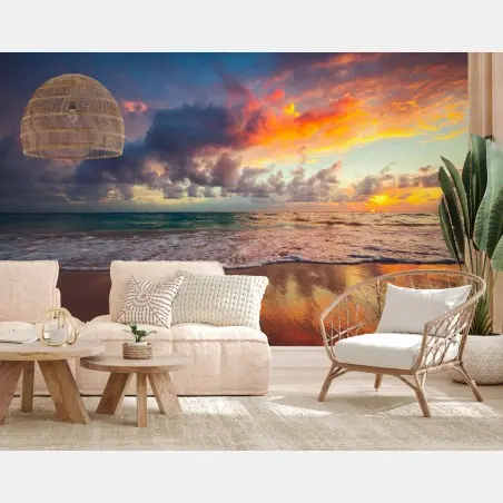 Papier peint lever de soleil tropical sur la plage – Wallnifity®