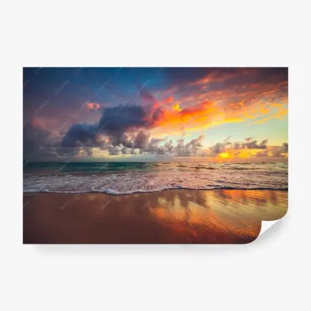 Papier peint lever de soleil tropical sur la plage – Wallnifity®