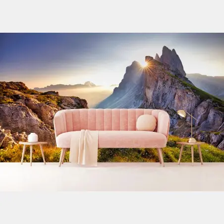Papier peint aube majestueuse aux Dolomites — Seceda en lumière – Wallnifity®