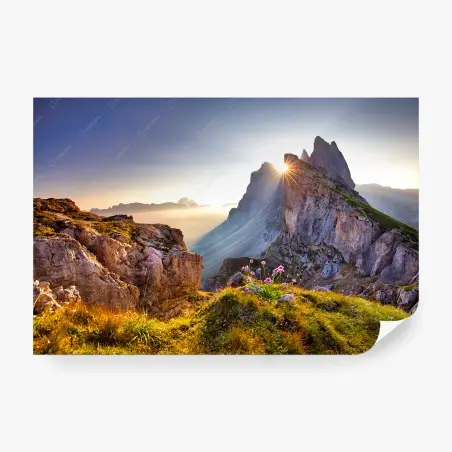 Papier peint aube majestueuse aux Dolomites — Seceda en lumière – Wallnifity®