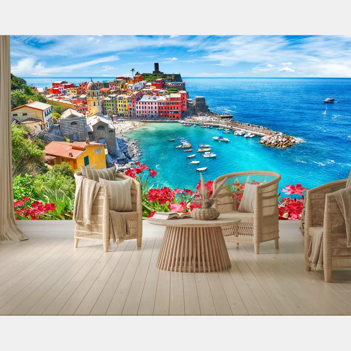 Papier peint village coloré de Vernazza, littoral d'Italie – Wallnifity® Papier peint village coloré de Vernazza, littoral d'Italie – Wallnifity®