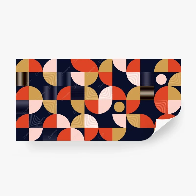 Papier peint motif géométrique rétro aux demi-cercles colorés – Wallnifity® Papier peint motif géométrique rétro aux demi-cercles colorés – Wallnifity®