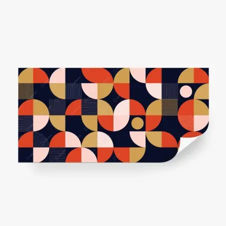 Papier peint motif géométrique rétro aux demi-cercles colorés – Wallnifity®