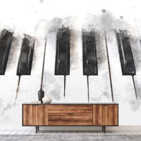 Papier peint gros plan artistique de touches de piano en aquarelle – Wallnifity®