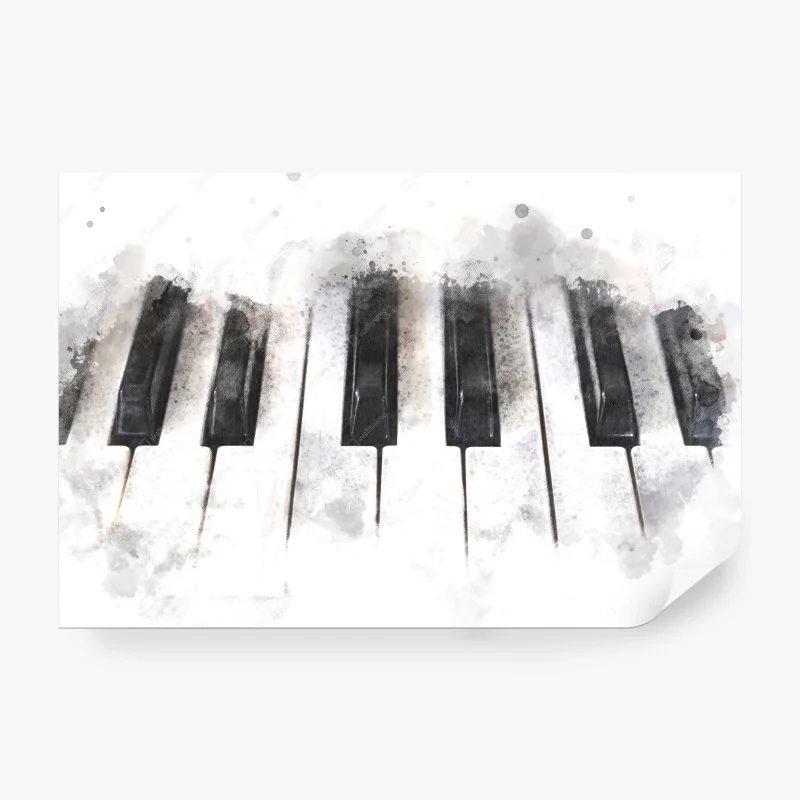 Papier peint gros plan artistique de touches de piano en aquarelle – Wallnifity®