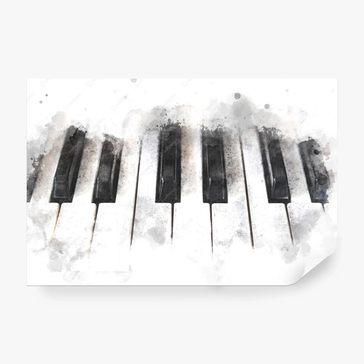Papier peint gros plan artistique de touches de piano en aquarelle – Wallnifity®