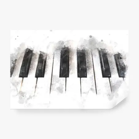 Papier peint gros plan artistique de touches de piano en aquarelle – Wallnifity®