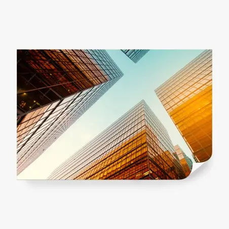 Papier peint reflets dorés sur façades en verre – Wallnifity®