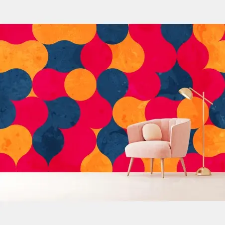 Papier peint motif géométrique rétro aux couleurs vives – Wallnifity®