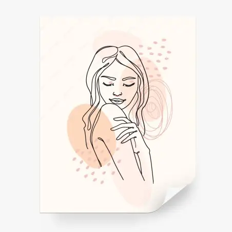 Papier peint portrait minimaliste femme aux tons rosés – Wallnifity®