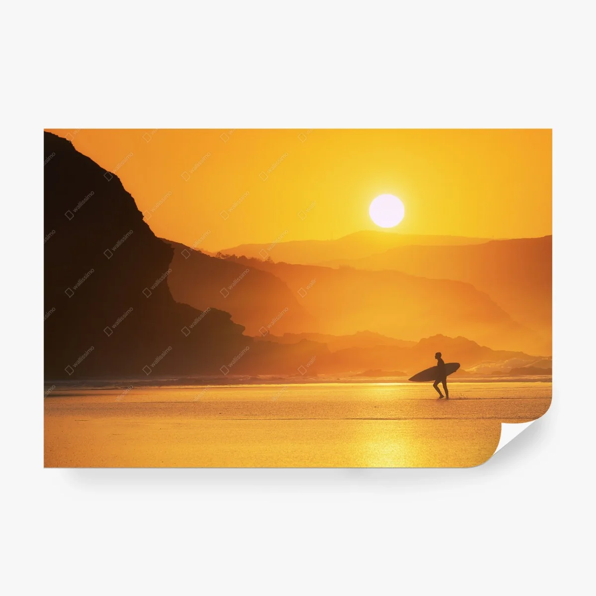 Papier peint surfeur au coucher de soleil doré – Wallnifity® Papier peint surfeur au coucher de soleil doré – Wallnifity®