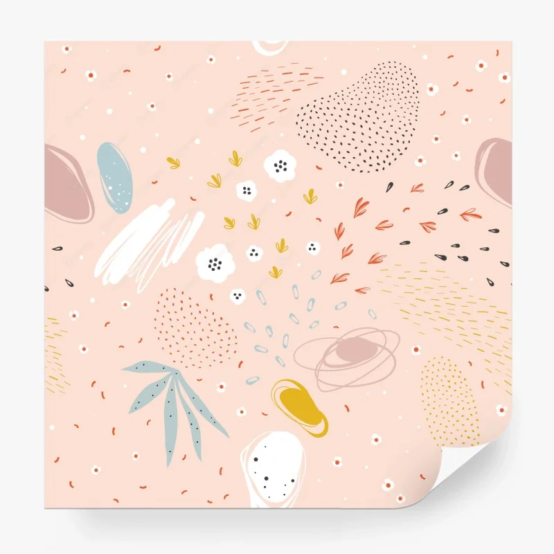 Papier peint motif floral abstrait aux tons pastel – Wallnifity®