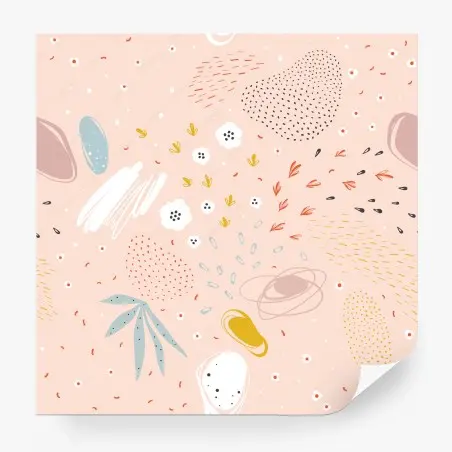 Papier peint motif floral abstrait aux tons pastel – Wallnifity®