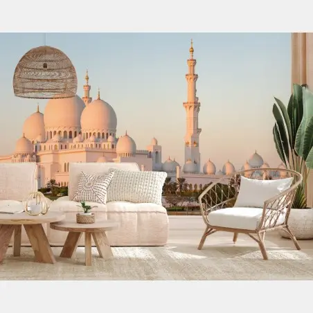 Papier peint panorama de la mosquée Sheikh Zayed à Abu Dhabi – Wallnifity®