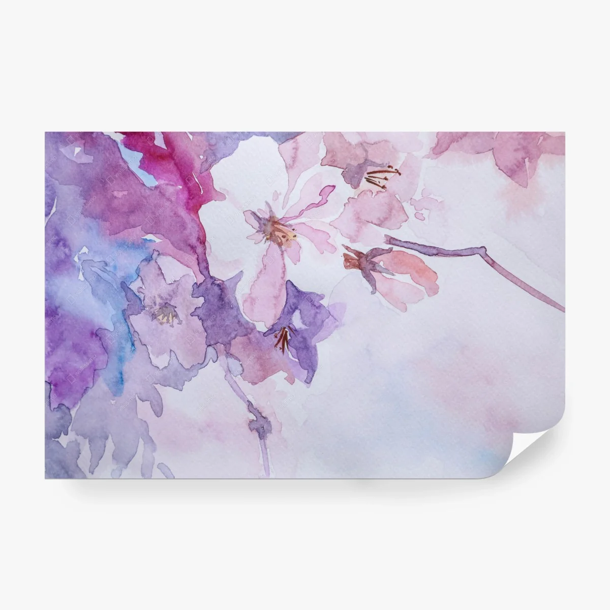 Papier peint aquarelle florale pastel en rose et violet – Wallnifity®