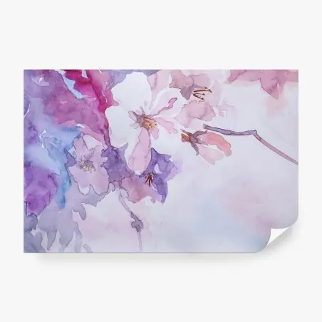 Papier peint aquarelle florale pastel en rose et violet – Wallnifity®