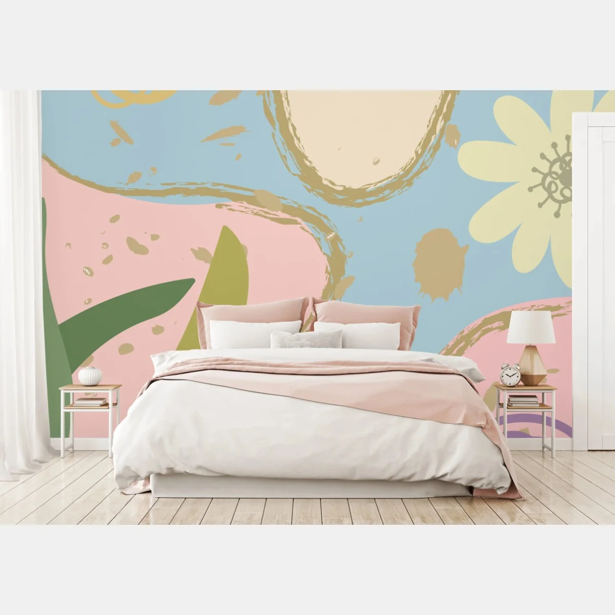 Papier peint motif floral abstrait aux couleurs pastel – Wallnifity® Papier peint motif floral abstrait aux couleurs pastel – Wallnifity®