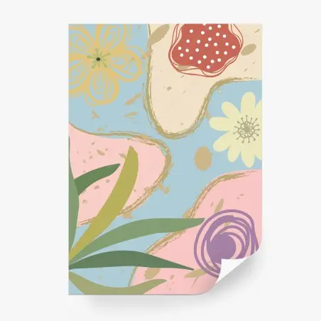 Papier peint motif floral abstrait aux couleurs pastel – Wallnifity®