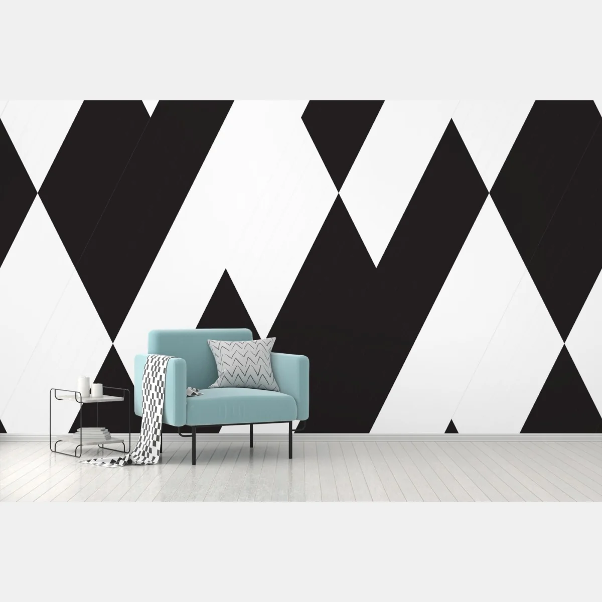 Papier peint motif losanges noir et blanc contemporain – Wallnifity® Papier peint motif losanges noir et blanc contemporain – Wallnifity®