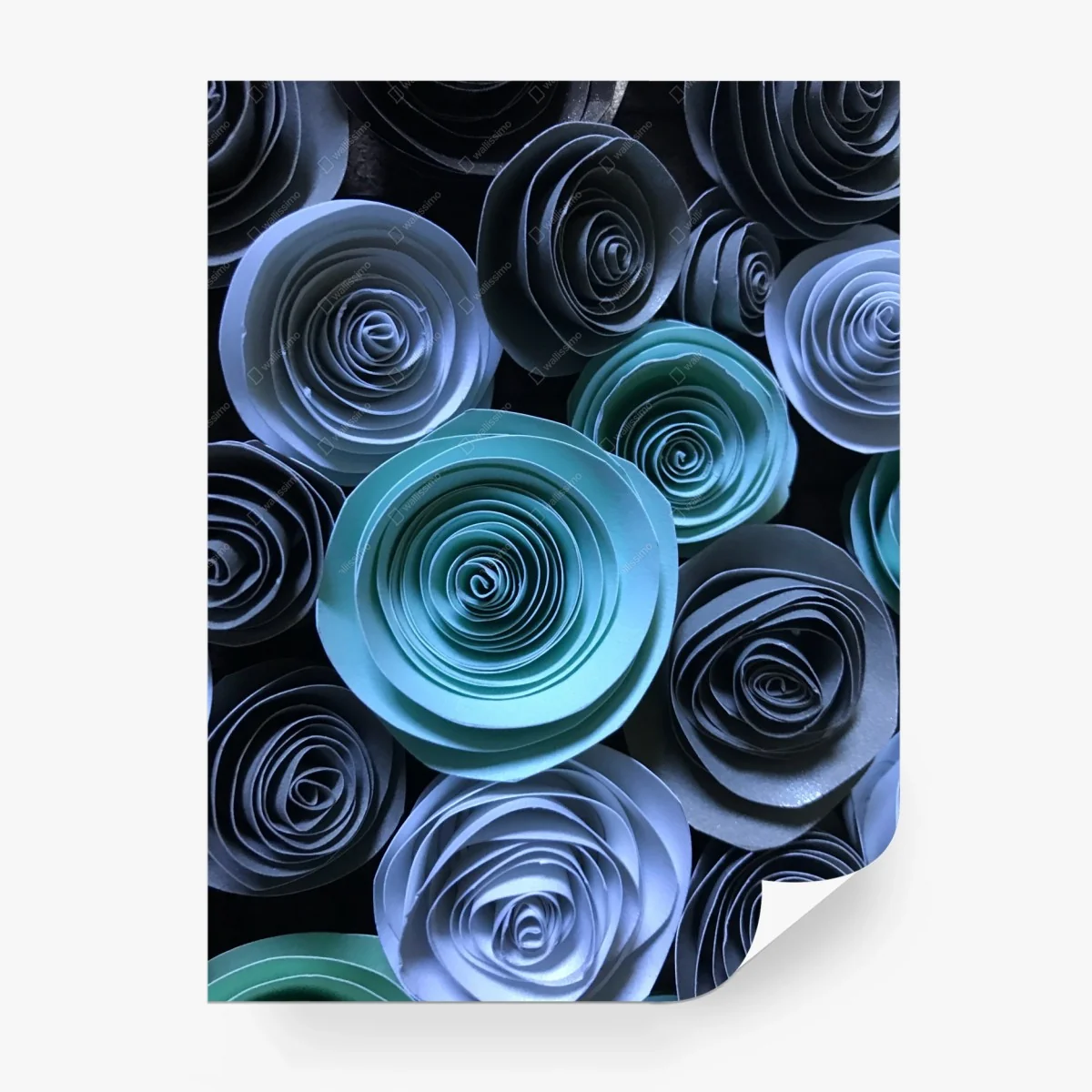 Papier peint roses en papier bleu et vert, motif décoratif – Wallnifity® Papier peint roses en papier bleu et vert, motif décoratif – Wallnifity®