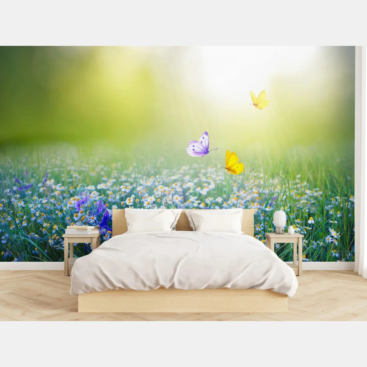 Papier peint prairie de marguerites au lever du soleil – Wallnifity® Papier peint prairie de marguerites au lever du soleil – Wallnifity®