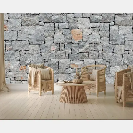 Papier peint mur en pierre grise au style rustique – Wallnifity®