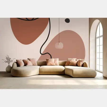 Papier peint portrait abstrait en lignes continues – Wallnifity®