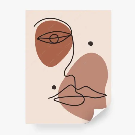 Papier peint portrait abstrait en lignes continues – Wallnifity®