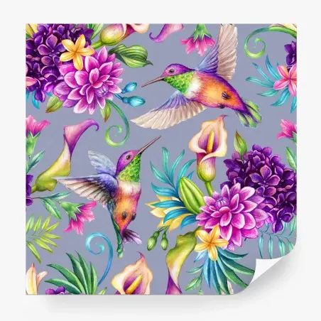 Papier peint paradis floral tropical aux colibris – Wallnifity®