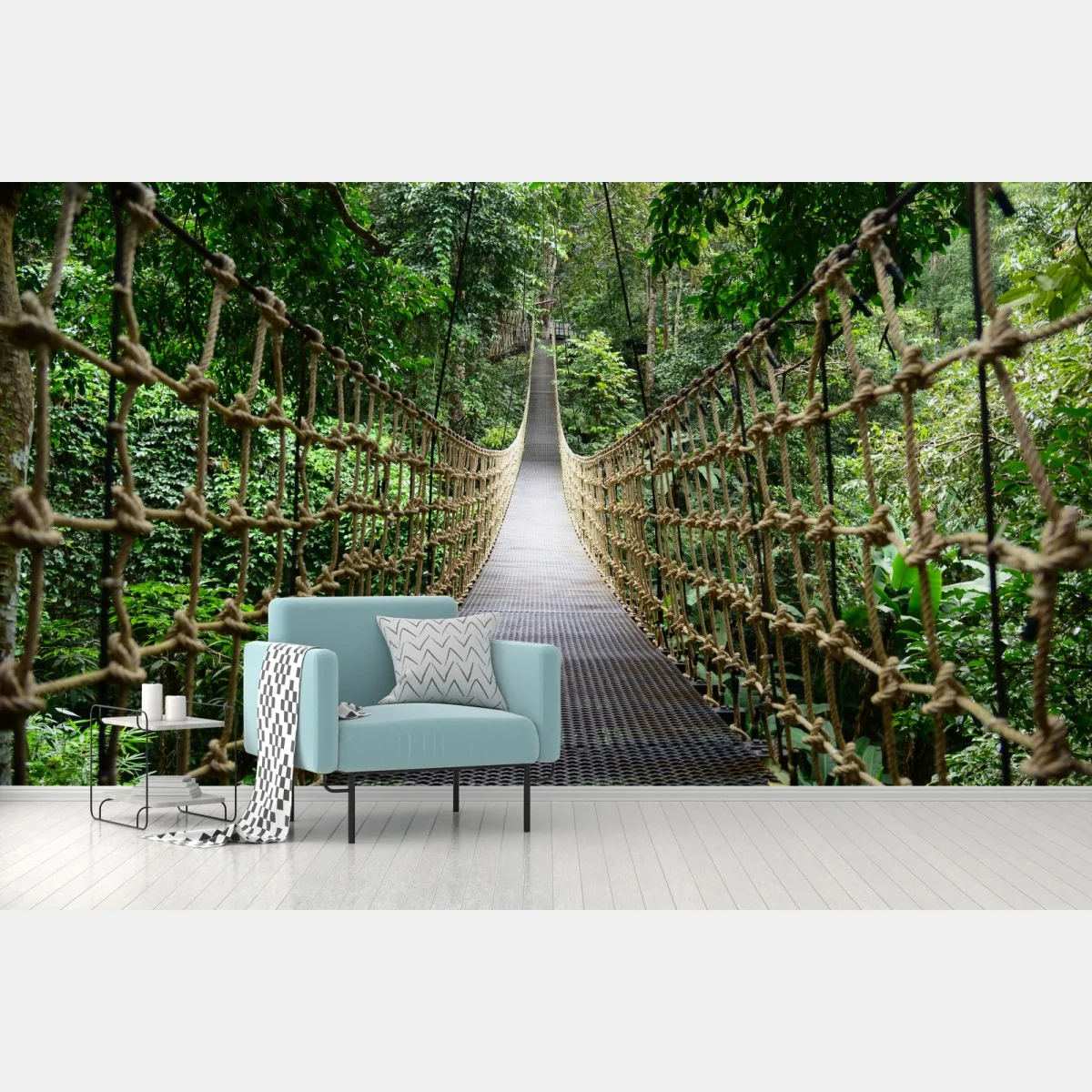 Papier peint passerelle suspendue au cœur de la jungle – Wallnifity® Papier peint passerelle suspendue au cœur de la jungle – Wallnifity®