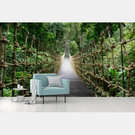 Papier peint passerelle suspendue au cœur de la jungle – Wallnifity®