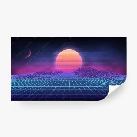Papier peint paysage néon rétro-futuriste – Wallnifity®
