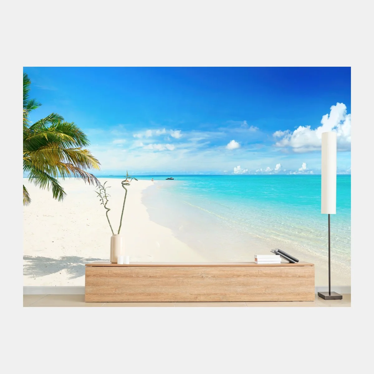 Papier peint plage paradisiaque avec palmier solitaire – Wallnifity® Papier peint plage paradisiaque avec palmier solitaire – Wallnifity®