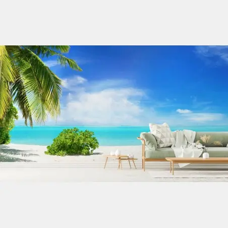 Papier peint plage paradisiaque aux Maldives – Wallnifity®