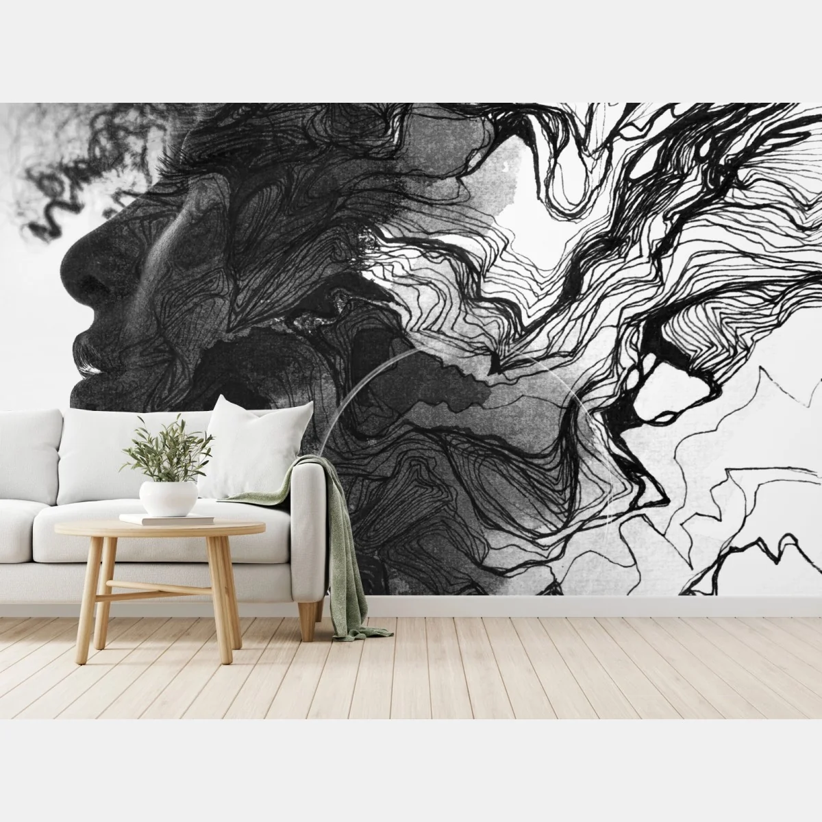 Papier peint profil organique en encre noire – Wallnifity® Papier peint profil organique en encre noire – Wallnifity®