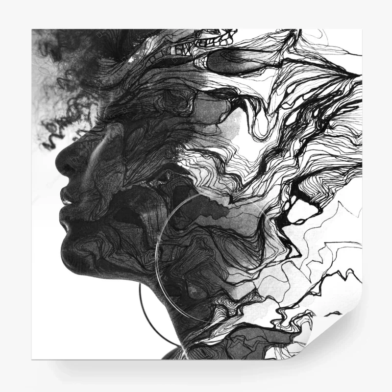 Papier peint profil organique en encre noire – Wallnifity® Papier peint profil organique en encre noire – Wallnifity®