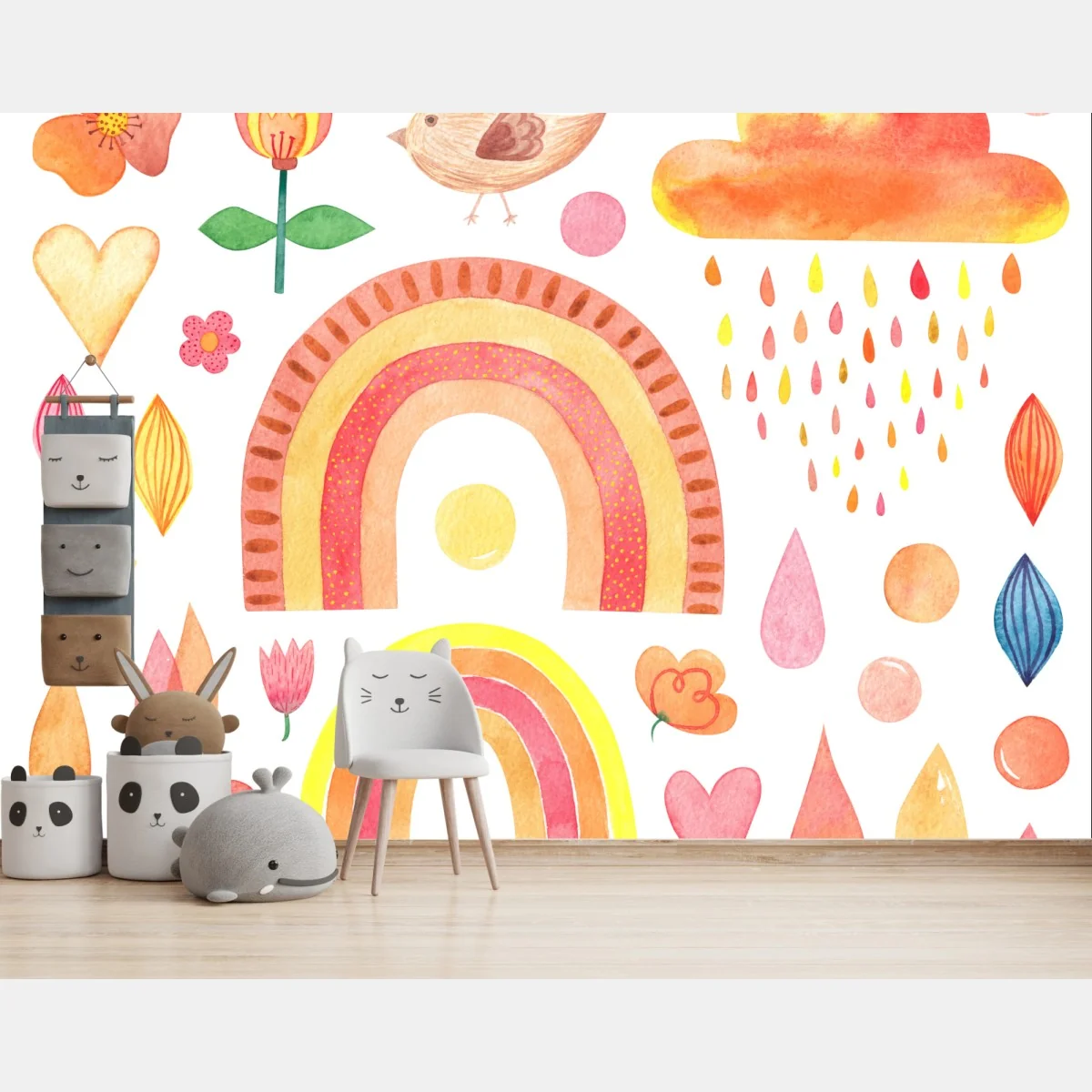 Papier peint motifs arc-en-ciel scandinaves aux tons chauds – Wallnifity® Papier peint motifs arc-en-ciel scandinaves aux tons chauds – Wallnifity®