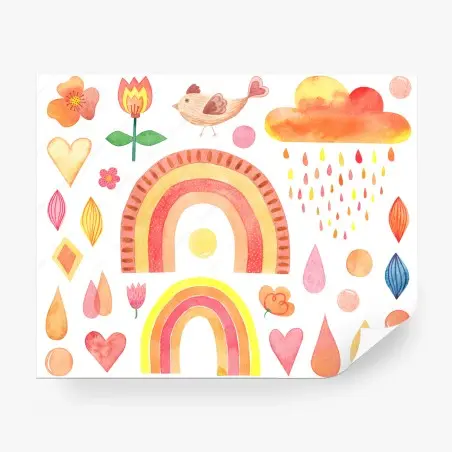 Papier peint motifs arc-en-ciel scandinaves aux tons chauds – Wallnifity®