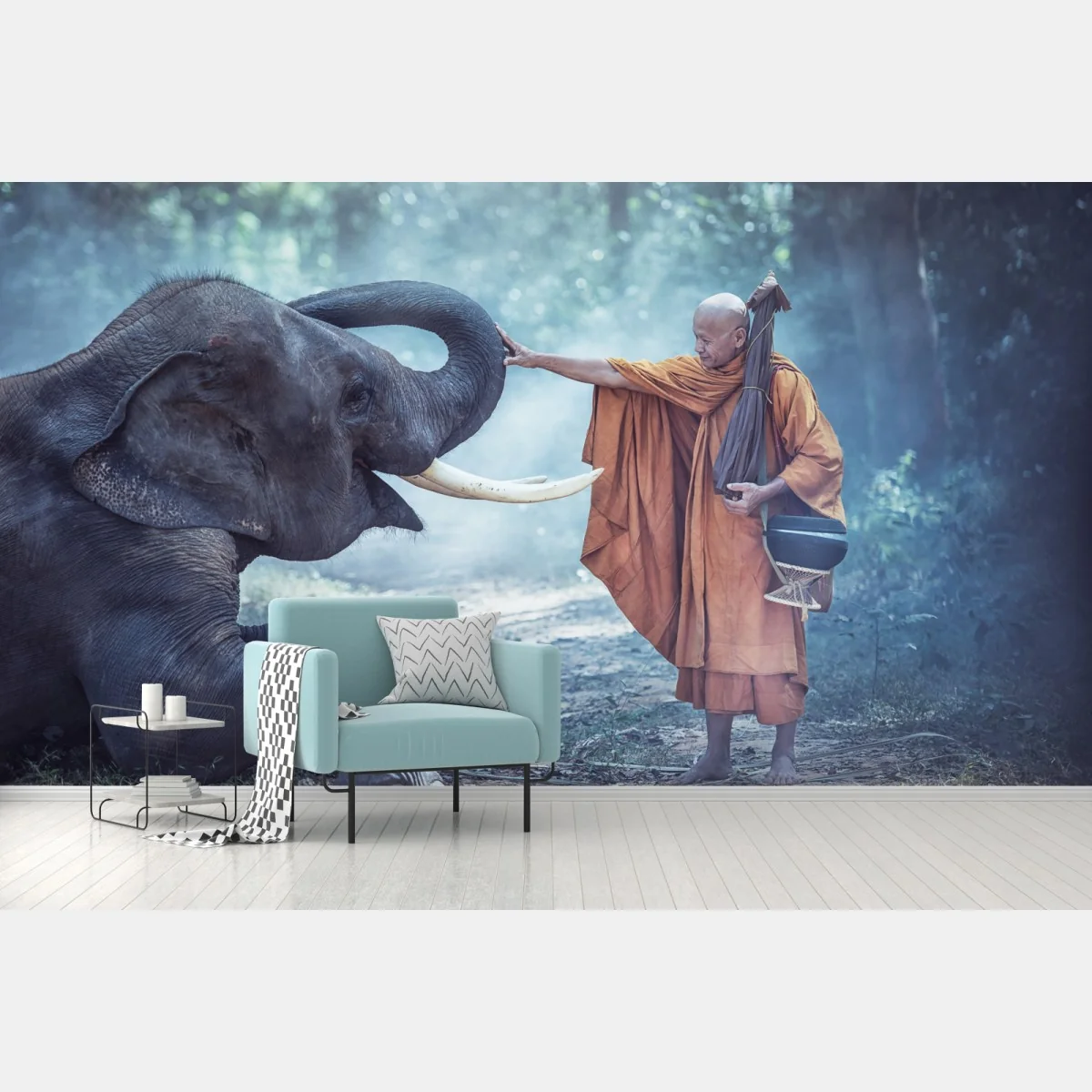 Papier peint rencontre sacrée : moine bouddhiste et éléphant en Thaïlande – Wallnifity® Papier peint rencontre sacrée : moine bouddhiste et éléphant en Thaïlande – Wallnifity®